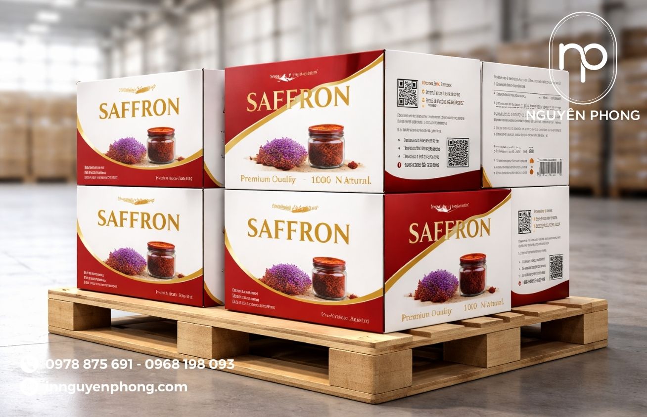 Mẫu hộp carton sóng đựng saffron 